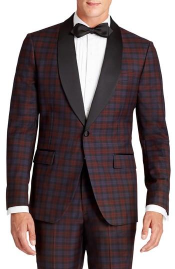 Men's Bonobos Jetsetter Trim Fit Plaid Wool Dinner Jacket