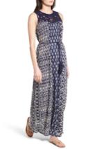Women's Lucky Brand Macrame Yoke Drop Waist Maxi Dress - Blue