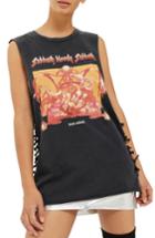 Women's Topshop By And Finally Black Sabbath Graphic Side Tie Tank Us (fits Like 0) - Black