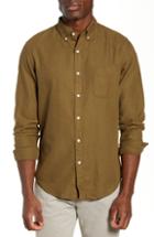 Men's J.crew Slim Fit Neppy Twill Sport Shirt, Size - Green