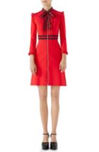 Women's Gucci Ruffle Tie Neck Dress - Red