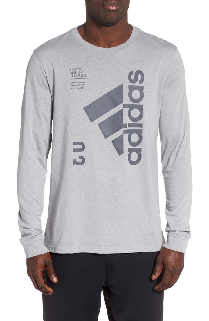 Men's Adidas Long Sleeve Technical T-shirt, Size - Grey