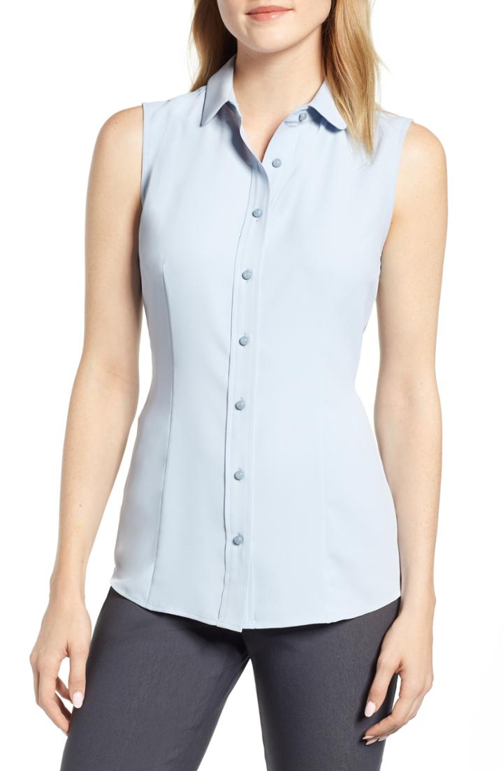 Women's Anne Klein Seamed Sleeveless Blouse - Blue