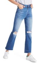 Women's Madewell Retro Ripped Knee Crop Bootcut Jeans - Blue