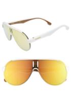 Men's Carrera Eyewear 99mm Shield Sunglasses - White/ Brown Gold