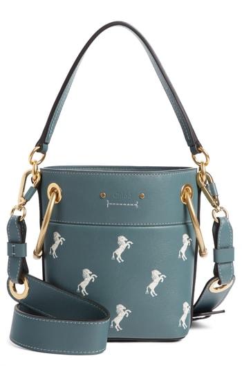 Chloe Roy Mini Embroidered Leather Bucket Bag -