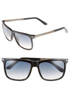 Women's Tom Ford 'karlie' 57mm Retro Sunglasses - Matte Black/ Gradient Blue