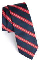 Men's 1901 'morrison Stripe' Woven Silk & Cotton Tie, Size - Red