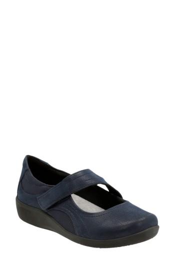 Women's Clarks Sillian Bella Mary Jane Flat N - Blue