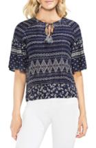 Women's Vince Camuto Tie Front Print Top, Size - Blue