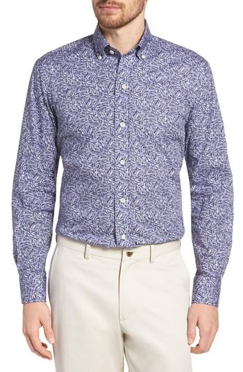Men's Ledbury Garnaby Slim Fit Print Dress Shirt .5 - Blue