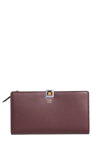 Women's Fendi Studded Continental Leather Wallet - Red