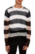 Men's Topman Stripe Classic Fit Sweater - Black