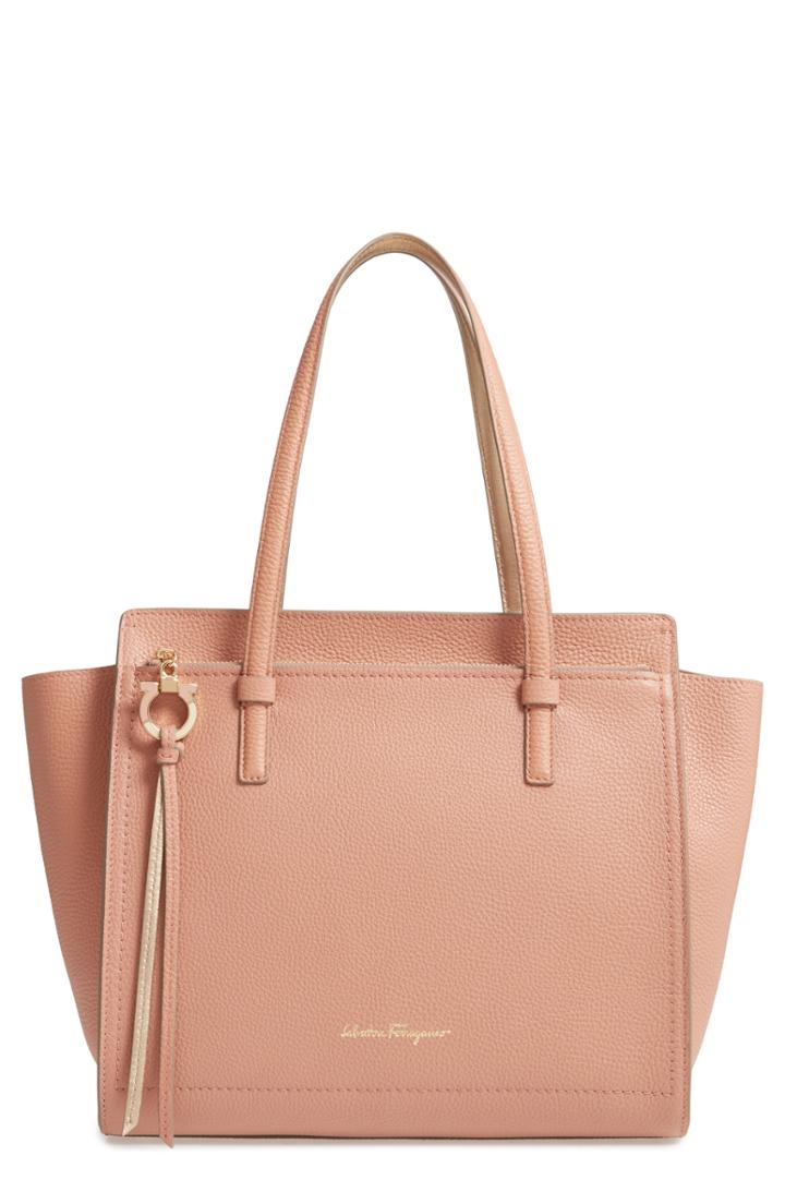 Salvatore Ferragamo Medium Amy Leather Tote - Pink