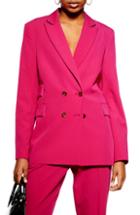 Women's Topshop Double Breasted Jacket Us (fits Like 0) - Pink