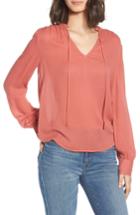 Women's Hinge Tie Neck Ruffle Blouse - Pink