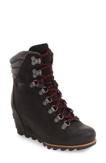 Women's Sorel 'conquest' Waterproof Wedge Boot M - Black