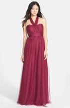 Women's Jenny Yoo 'annabelle' Convertible Tulle Column Dress - Burgundy