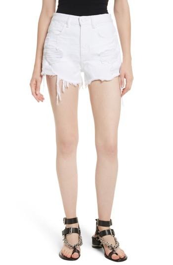 Women's T By Alexander Wang Bite White Ripped Denim Shorts