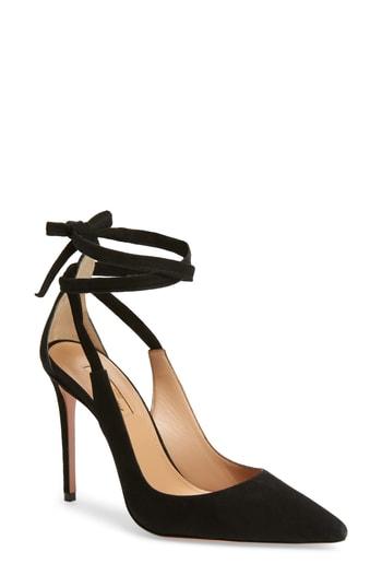 Women's Aquazzura Milano Ankle Tie Pump Us / 35eu - Black