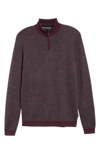 Men's Ted Baker London Stripe Quarter Zip Sweater (s) - Purple