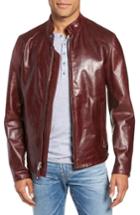 Men's Schott Nyc Cafe Racer Waxy Cowhide Leather Jacket - Red