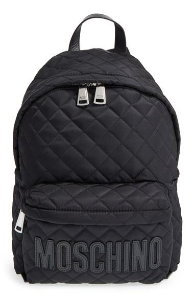 Moschino Quilted Nylon Logo Backpack - Black