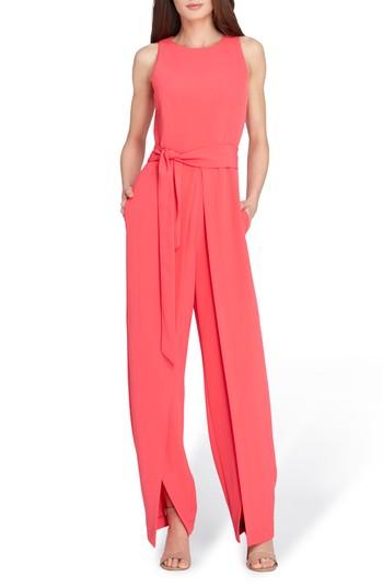 Women's Tahari Belted Split Leg Jumpsuit - Pink