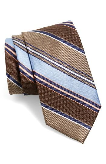 Men's Nordstrom Men's Shop Regal Stripe Silk Tie, Size X-long - Brown