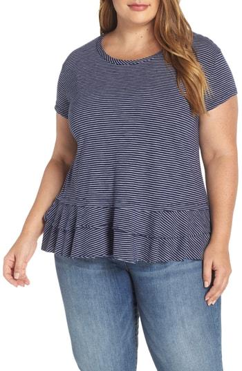 Women's Caslon Tiered Short Sleeve Tee, Size - Blue