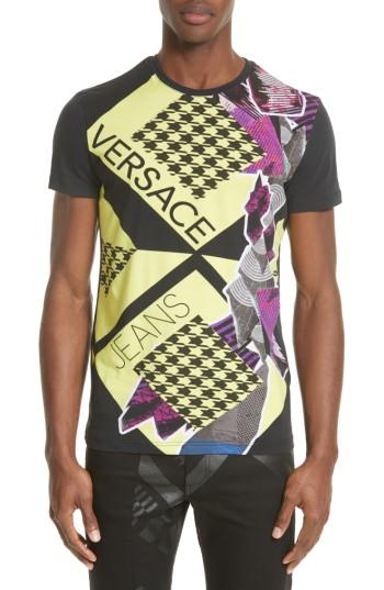 Men's Versace Jeans Houndstooth Collage T-shirt - Black