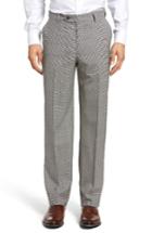 Men's Berle Flat Front Houndstooth Wool Trousers X 34 - Grey