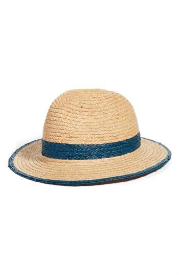 Women's Treasure & Bond Contrast Trim Straw Panama Hat - Beige