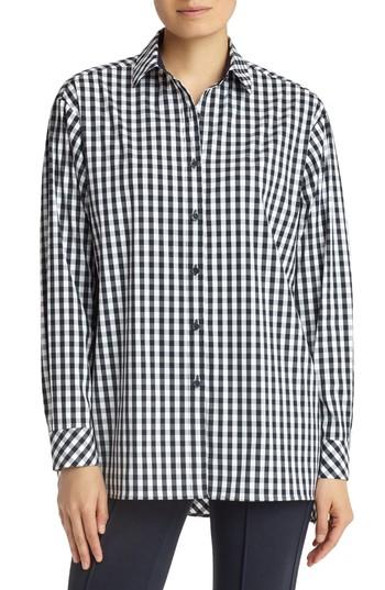Women's Lafayette 148 New York Jessie Hampton Check Blouse, Size - Blue