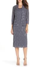 Women's Alex Evenings Sequin Lace Dress & Jacket - Grey