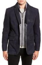 Men's Flynt Zip Insert Leather Blazer L - Blue