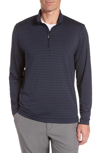 Men's Cutter & Buck Holman Stripe Half Zip Pullover - Blue