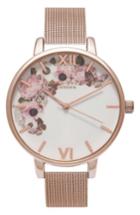 Women's Olivia Burton Signature Florals Mesh Bracelet Watch, 38mm