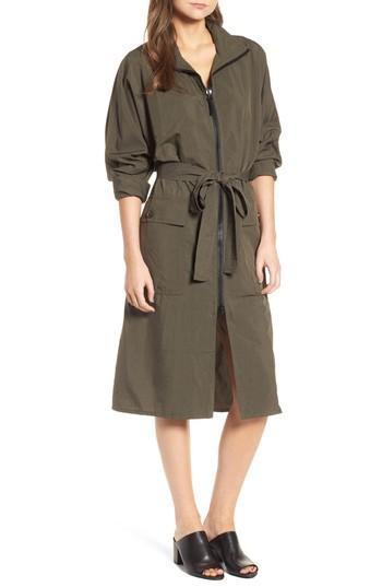 Women's James Perse Zip Front Jacket Dress - Green