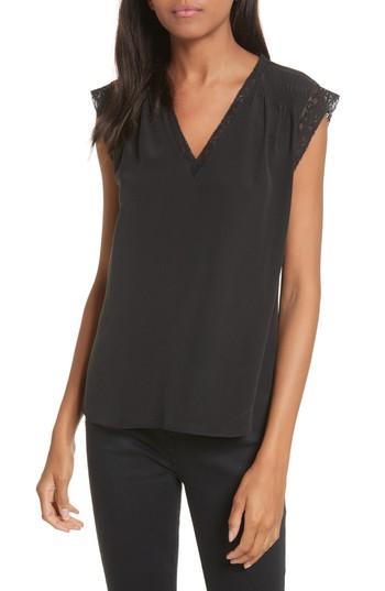Women's Rebecca Taylor Lace Trim Silk Top - Black