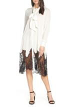 Women's Caara Bow Tie Lace Trim Shirtdress - White