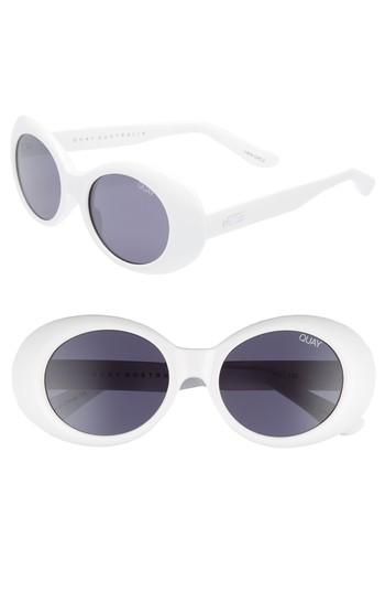 Women's Quay Australia Frivolous 50mm Oval Sunglasses - White/ Smoke