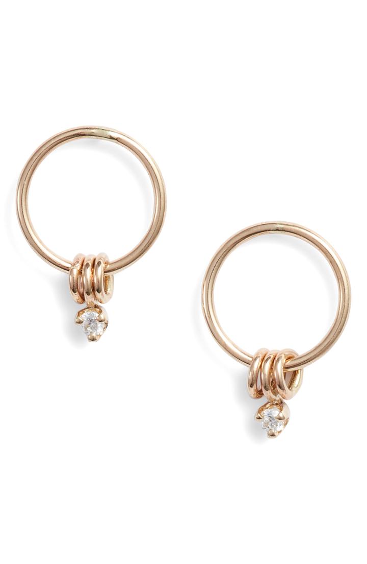 Women's Zoe Chicco Small Diamond Circle Drop Earrings