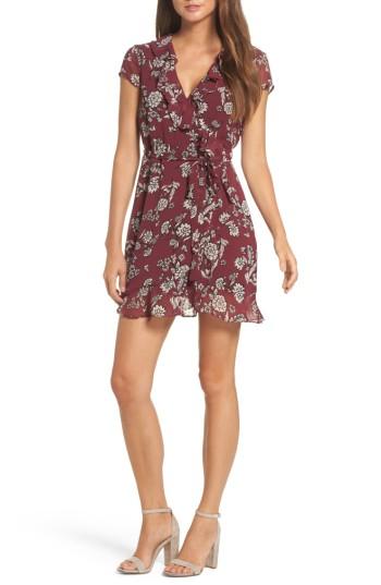 Women's Bardot Floral Flip Faux Wrap Dress - Red
