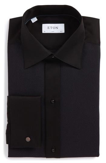 Men's Eton Slim Fit Microprint Tuxedo Shirt - Black