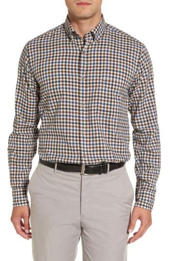 Men's Paul & Shark Jacquard Check Sport Shirt - Brown
