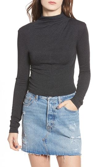 Women's Bp. Draped Funnel Neck Top - Black