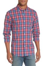 Men's Bonobos Slim Fit Summerweight Plaid Sport Shirt, Size - Coral