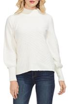 Women's Vince Camuto Mix Cable Balloon Sleeve Cotton Blend Sweater, Size - White