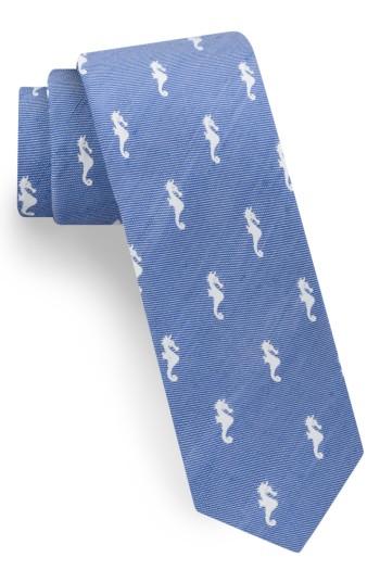 Men's Ted Baker London Seahorse Silk & Linen Tie, Size - Blue